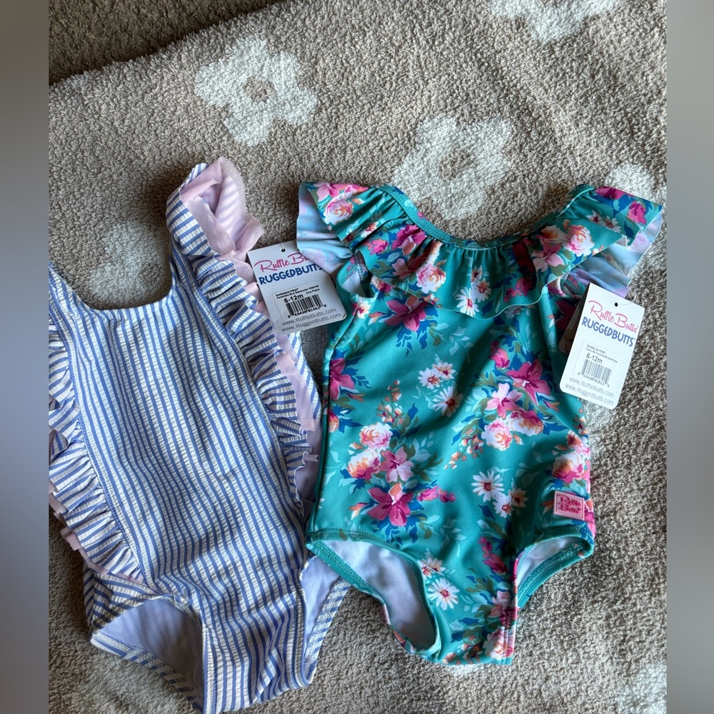 Ruffle Butts 6-12 month swimsuit (2!)
